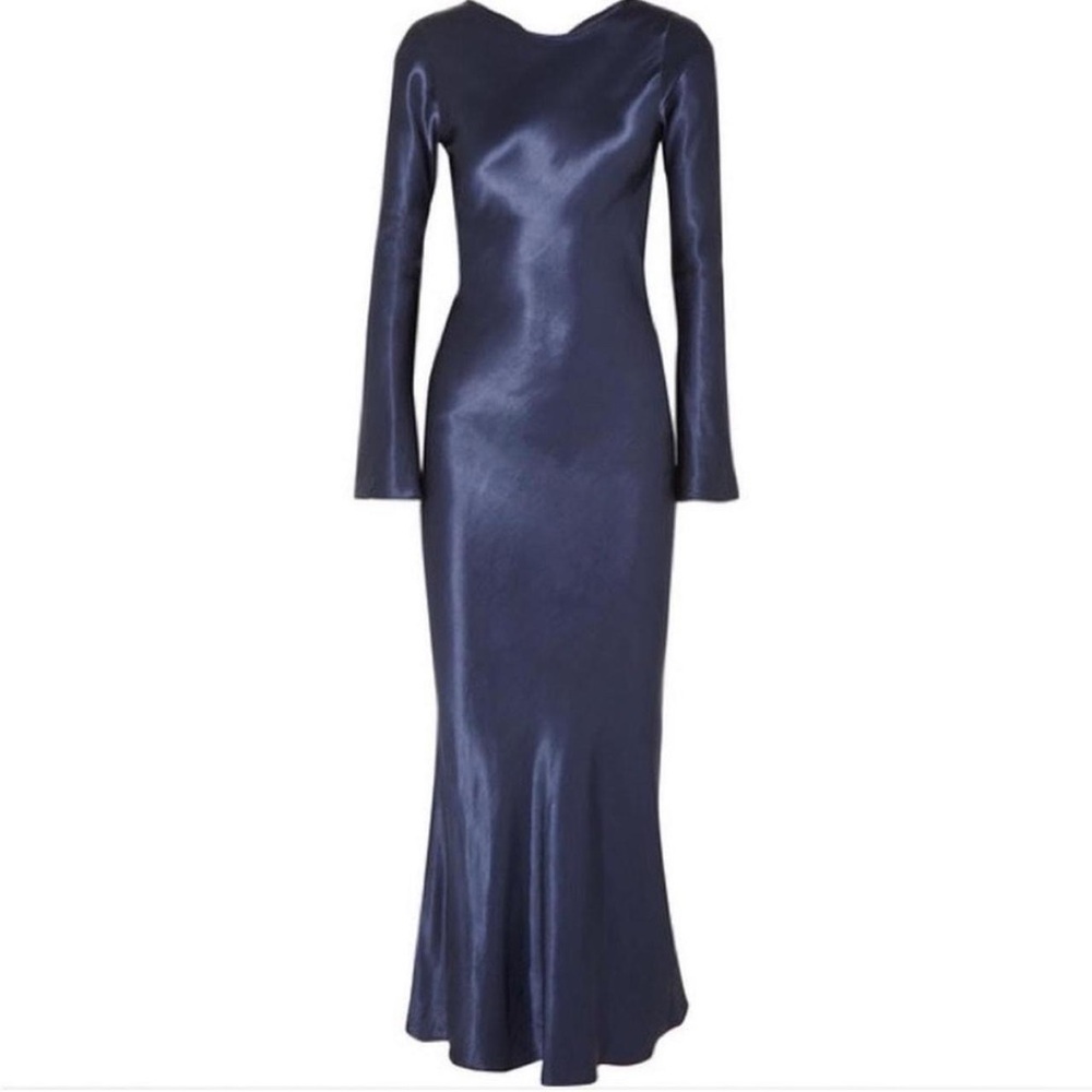 Elegant Navy Blue Long Sleeve Dress
